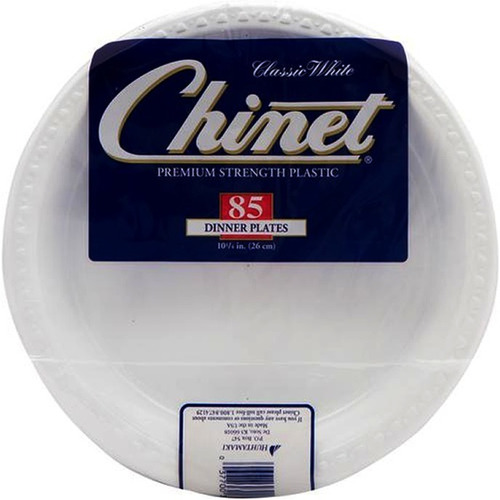 Platos Desechables Plásticos 26 Cm Chinet Blancos X 85