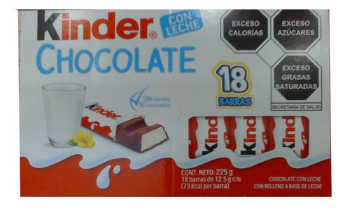 Kinder Barrita Chocolate Con 18 Piezas Chocolate Con Leche 