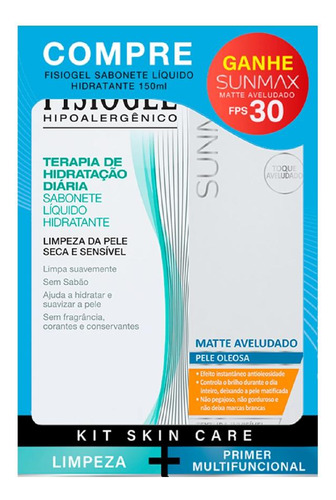 Kit Fisiogel Sabonete Líquido 150ml + Protetor Sunmax Fps30