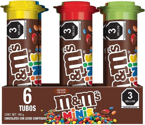 M&ms Mini Chocolate Con Leche Confitados 6 Tubos 180gr