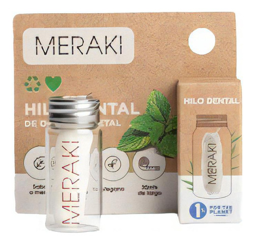 Hilo Dental Meraki Sustentable Biodegradable + Envase Vidrio