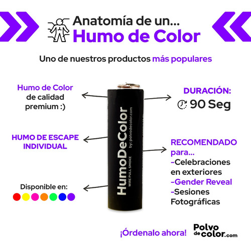 Imagen 3 de 7 de Humo De Color 1 Escape - Polvo De Color Humos De Colores