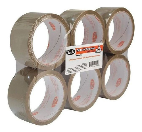 Cinta Adhesiva Para Empaque Tuk179 Canela 48 Mm X 50 M 6 Pzs