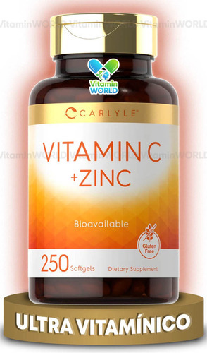 Carlyle Vitamina C +zinc Fuente De Nutrientes 250 Softgels Sabor Sin sabor