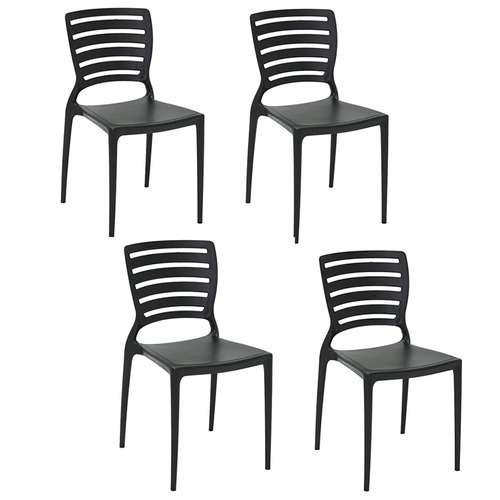 Conjunto 4 Cadeiras Tramontina Sofia Summa Em Polipropileno Cor da estrutura da cadeira Preto Cor do assento Preto