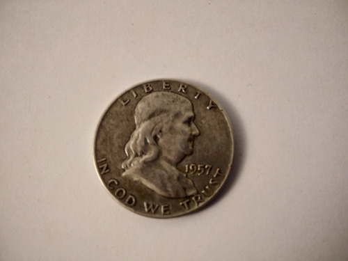 Medio Dólar De Plata De 1957 Franklin Muy Buen Estado