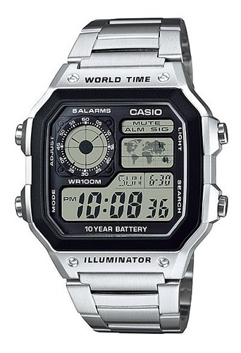 Reloj Casio Ae-1200whd Original World Time 100m Casio Royale