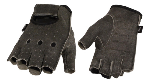 Guantes Sin Dedos De Cuero Gris Envejecido Para Hombre Con