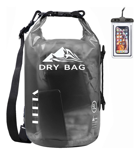 Bolso Impermeable 10l Para Playa Camping Negro Transparente