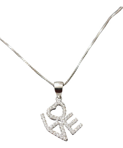 Cadena Collar Letras Love Circones Mujer Plata 925 + Caja Re