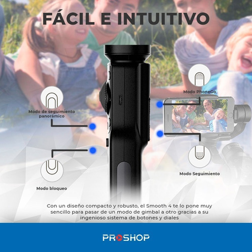Imagen 3 de 10 de Estabilizador Steadycam Gimbal Zhiyun Smooth 4 Celular Black