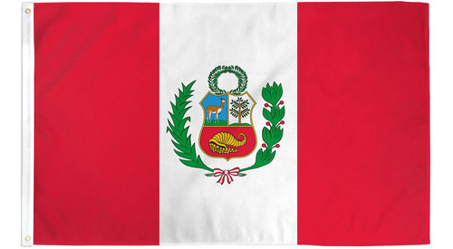 Bandera De Perú 45cmx30cm Con Soporte Plástico