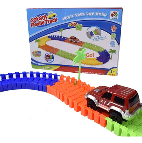 Imagen 7 de 9 de Pista De Coche Flexible Infantil 1 Auto Para Niños Log-on