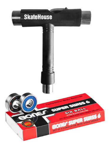 Bones Super Swiss 6 Bearings W/skatehouse Skateboard Skate T