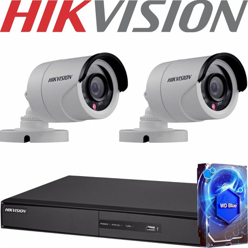 Kit Seguridad Hikvision Dvr 4 + 2 Camaras Hd Exterior +disco