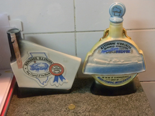 Lote 2 Botellas Ceramica Antigua Whisky (Usado)