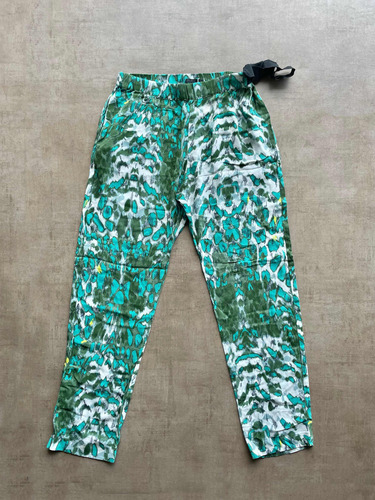 Pantalón Pinko Súper Premium De Gasa Estampado Verde Talle M