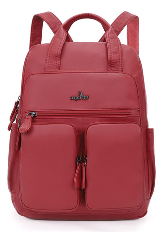 Mochila De Cuero Angel Kiss Para Mujer Roja