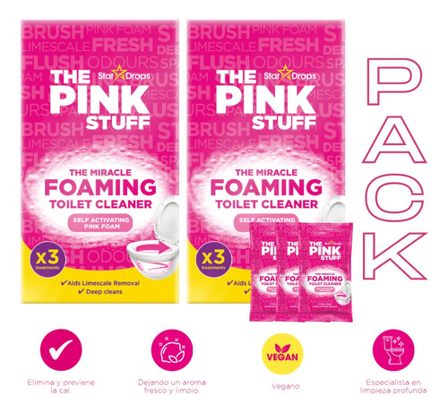 The Pink Stuff  Espuma Activa Limpia Inodoro - Pack X2