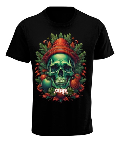 Playera Algodón Peinado -santa Skull - Original Zmokyng Wear