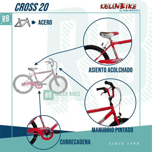 Imagen 2 de 10 de Bicicleta Cross Varon Kelinbike Rodado 20 - Racer Bikes