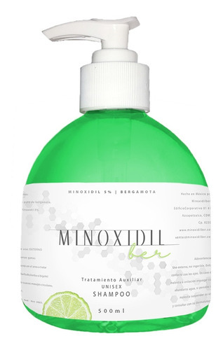 Shampoo Minoxidil 5% Y Bergamota 500ml Cabello Y Barba