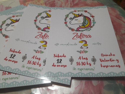 Tarjeta Invitación Unicornio Imprimible Personalizada