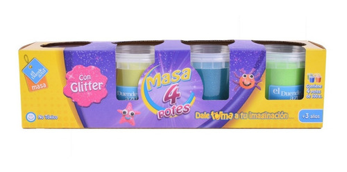 Juego De Masas Pote X 4 Con Glitter Art 7640 Loonytoys