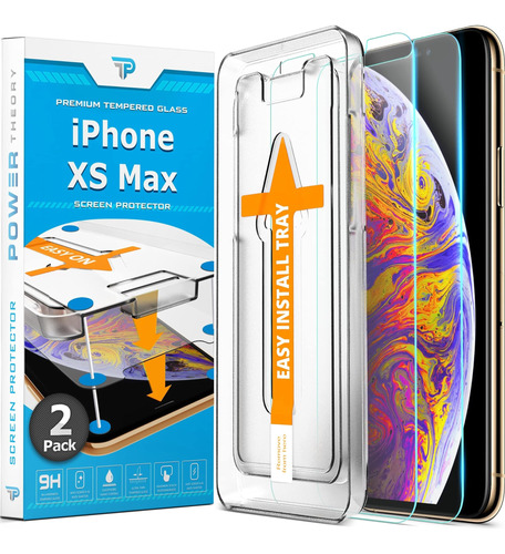 Protector Pantalla Vidrio Power Theory iPhone XS Max 2] Con