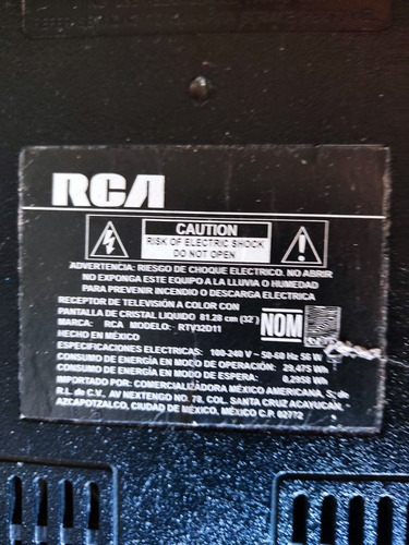 Pantalla Rca De 32 Pulgadas Modelo Rtv32d11 Desarmada (Usado)