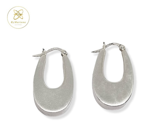 Imagen 1 de 5 de Aros Plata Inflada Argolla Ovalada 7 Grs