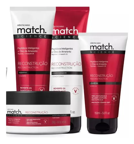 Kit Match Science Reconstrução Sh+cond+máscara+leave-in250ml