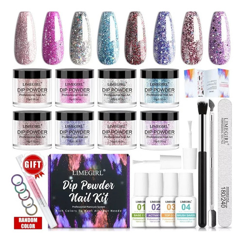 Kit De Iniciación Para Uñas Rednee Dip Powder Con 8 Colores