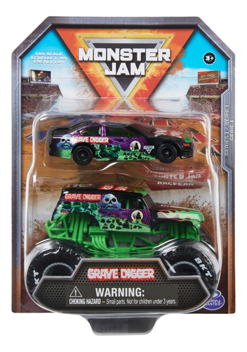 Monster Jam Grave Digger Truck And Race Car (exclusivo De Wa