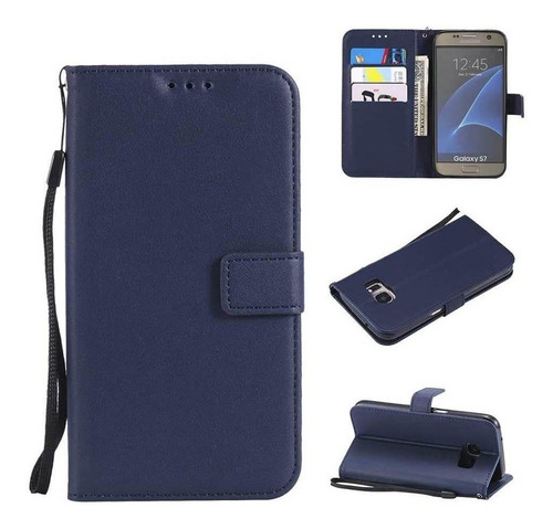 Funda Billetera De Cuero Para Samsung Galaxy S7