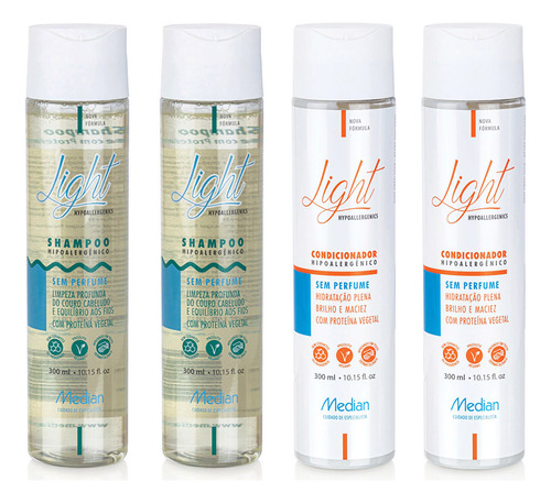 Shampoo E Condicionador Light Median 600ml Sem Perfume