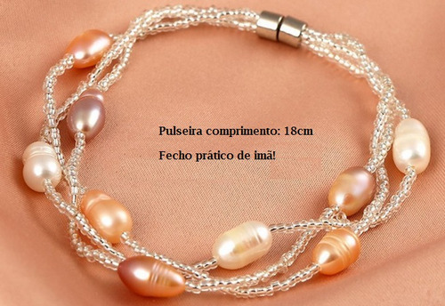 2 (duas) Pulseiras Com Pérolas Verdadeiras E Fecho De Imã