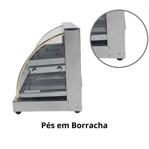 Estufa Vidro Curvo 4 Bandejas Inox Com Selo Do Inmetro 127v