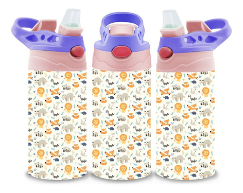 Termos Infantil Animales Acero Inoxidable Doble Capa 320 Ml Lila