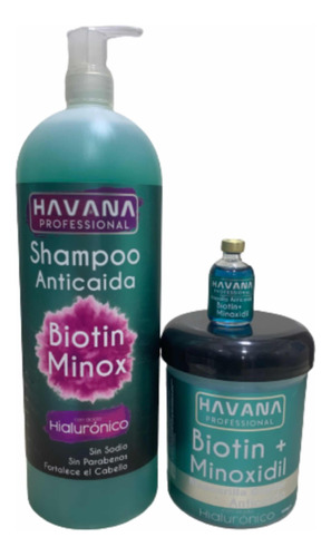 Kit Shampoo Anticaida Litro Havana Minoxidil Y Biotin