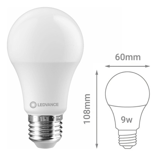 Imagen 2 de 6 de Lampara Led 9w Osram E27 Pack X10 Unidades