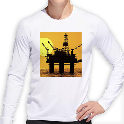 Remera Hombre Ml Petroleo Plataforma Trabajo Mar Abierto P1