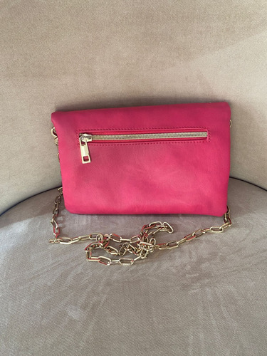 Cartera Sobre Bandolera Marca Xl Fucsia Y Dorada - Excelente Fucsia Lisa Oro Oro (Usado)