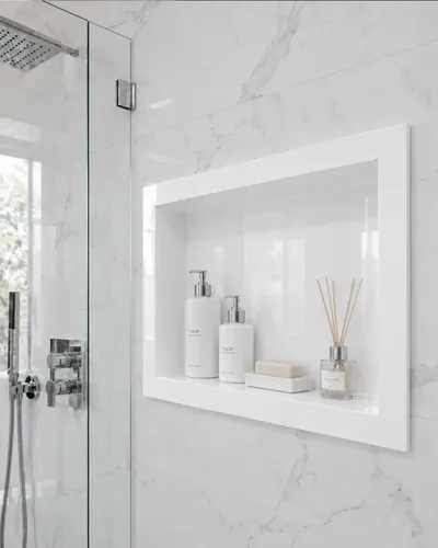 Nicho Porcelanato Banheiro Branco 40x60 Borda Simples