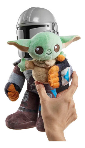 Star Wars Mandalorian e Grogu em pelúcia multicolorido