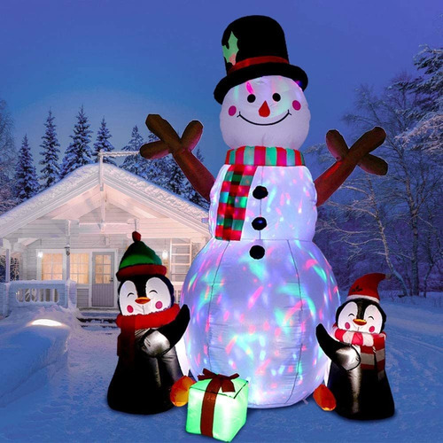 Muñeco De Nieve Inflable De Navidad De 1,8 M Con Luces Led