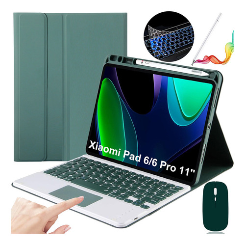 Funda C/teclado Mouse Lapiz P/xiaomi Pad 6/6 Pro 11'' Verde