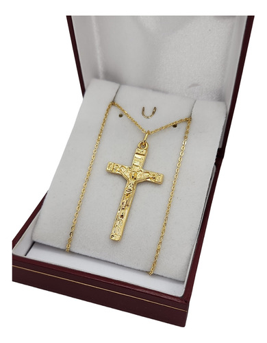 Conjunto Cadena Y Cruz Inri Crucifijo Cristo Enchapado Oro18