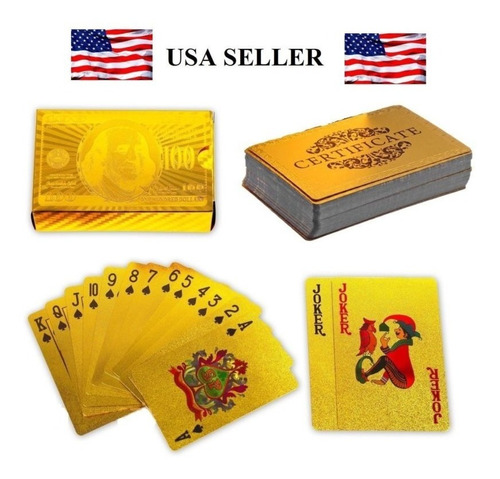 Completo De Poker 24 K Hoja De Oro Dólar Estilo Poker Plásti