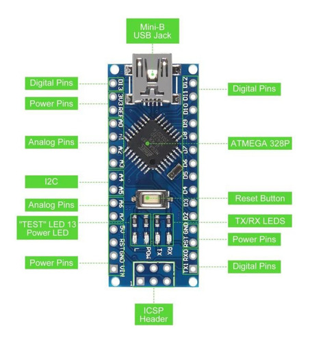 Microcontrolador Nano 3.0 Atmega328p Ch340g Arduino Tipo C